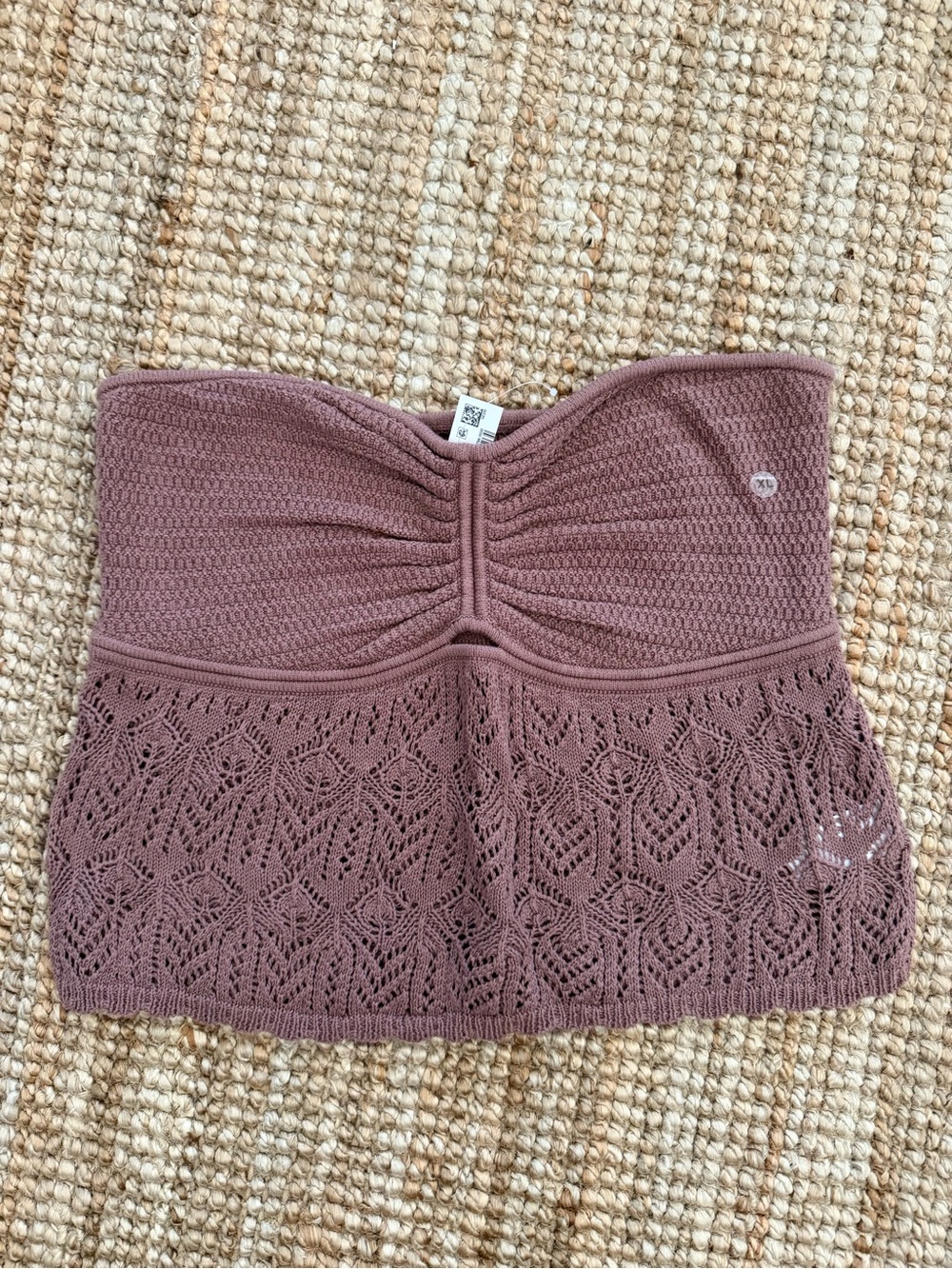 American Eagle Outfitters Mauve Crochet Strapless Tube Top